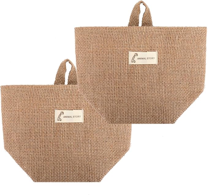 Foraineam 6 Pack Mini Hanging Storage Bag Cotton Linen Decorative Wall-Hanging
