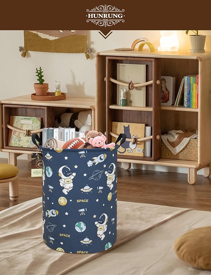 HUNRUNG Laundry Hamper, Large Canvas Fabric Lightweight Storage Basket Toy