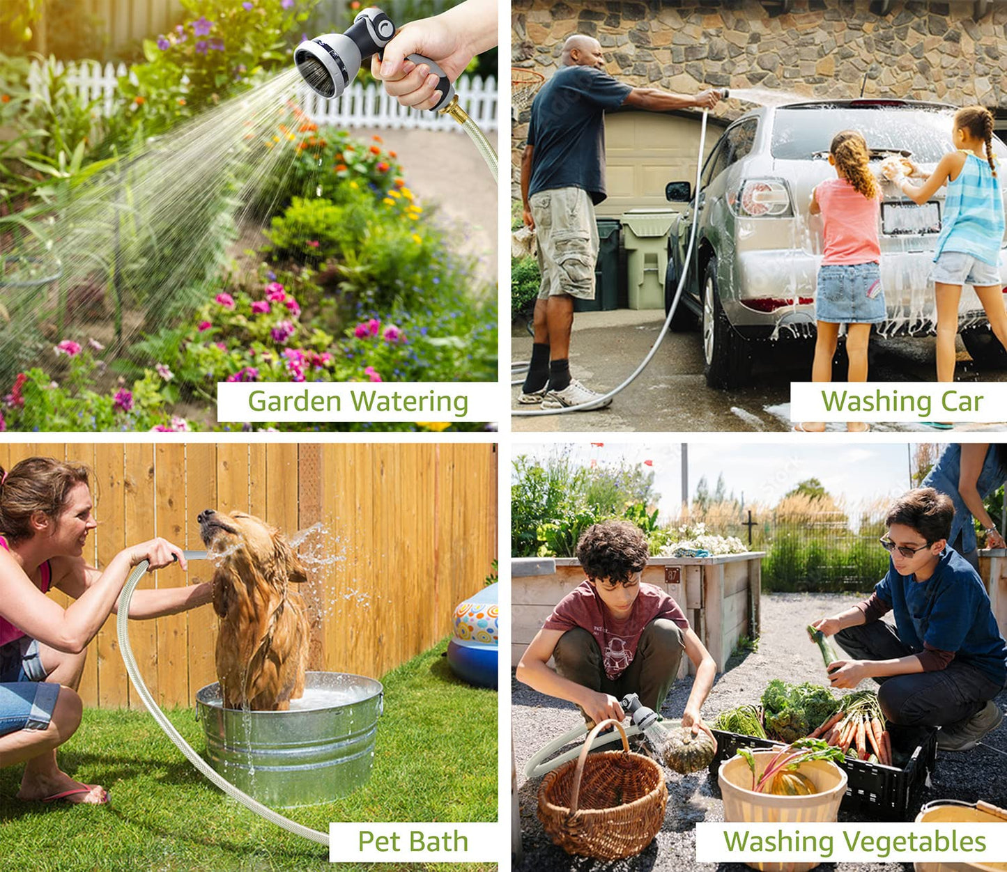 Tuyeho Retractable Garden Hose Reel 100FT, Wall Mount Heavy Duty Water Hose Reels with Automatic Slow Rewind System, Outdoor Hoses Reel with 2 Hose Nozzles for Garden Watering, Car Wash, Pet Shower