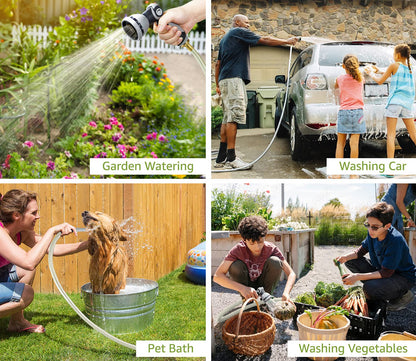 Tuyeho Retractable Garden Hose Reel 100FT, Wall Mount Heavy Duty Water Hose Reels with Automatic Slow Rewind System, Outdoor Hoses Reel with 2 Hose Nozzles for Garden Watering, Car Wash, Pet Shower