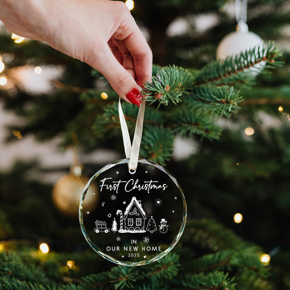 TUMSHANIP New Home Ornament 2025 - First Home Christmas Ornament 2025 - House Warming Gifts New Home - Housewarming Gift Presents for Women, Couple - New House Owners Gift Ideas - Glass Ornament