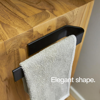 Designfactory Hamburg towel rail | Self Adhesive towel holder | towel rail for bathroom and kitchen | 22 cm | Modern design | Matt Black
