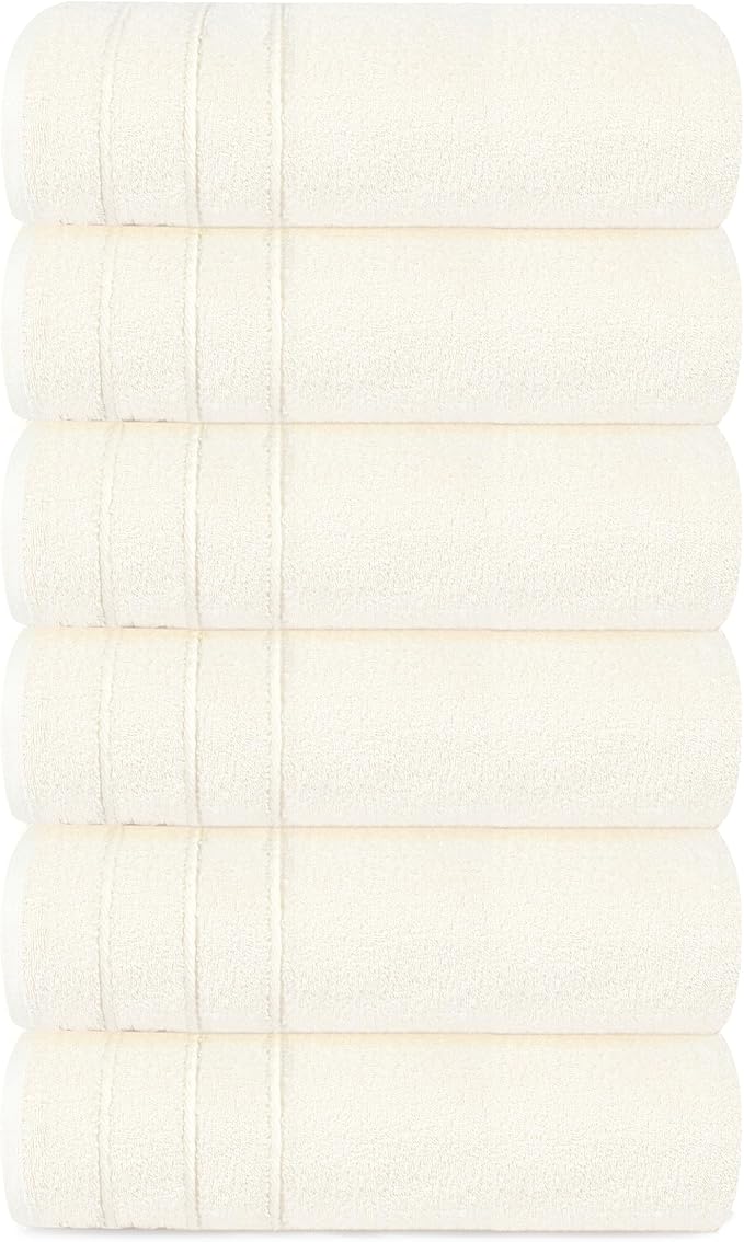 Tens Towels Pack of 6 Hand Towels, 100% Cotton, Lighter Weight, Quick to Dry