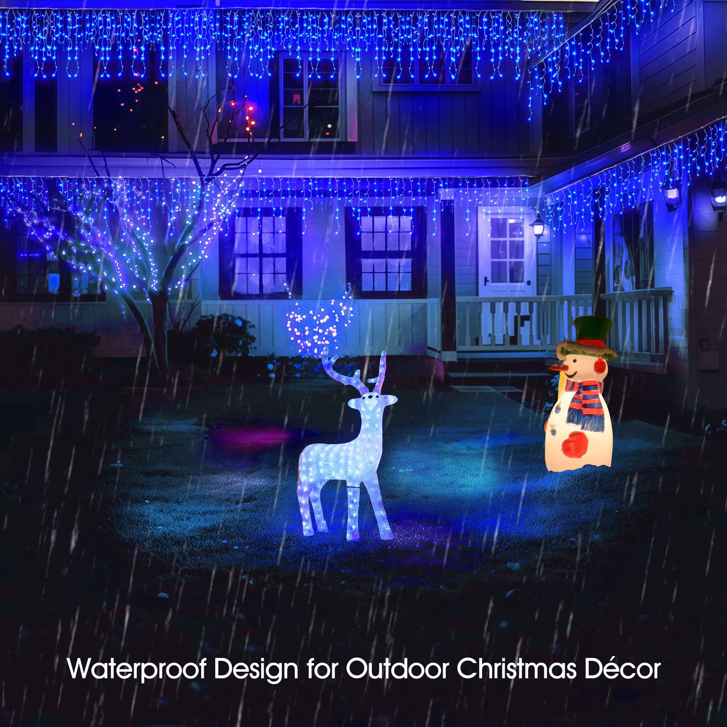 WBao Icicle Lights Outdoor, 432 LED 33FT Christmas Lights With 81 Drops, Remote Control, 3 Timer Settings, 8 Modes, Waterproof, Connectable for Wedding, Holiday Eaves Decor, Blue