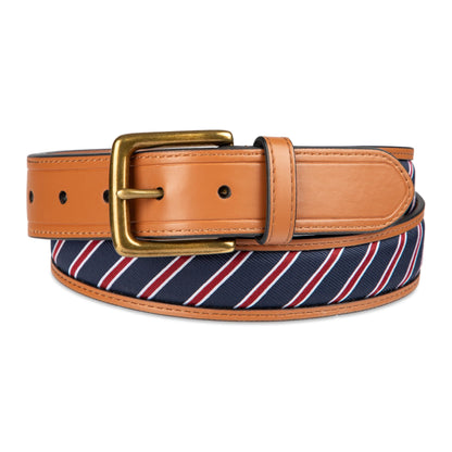 Tommy Hilfiger Men's Woven Ribbon Inlay Dress Belt, Tan, X-Large