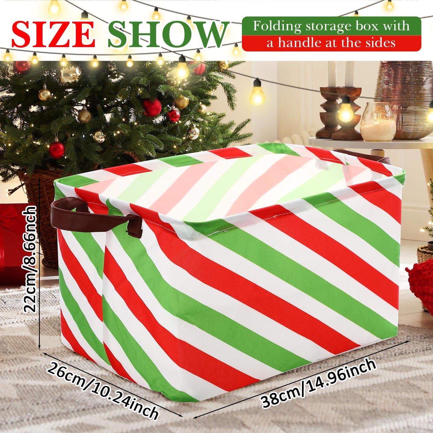 Vesici 6 Pack Christmas Basket for Gifts Empty Christmas Storage Bins with Handle Foldable Storage Box Canvas Laundry Basket for Xmas Office Home Bedroom Clothes