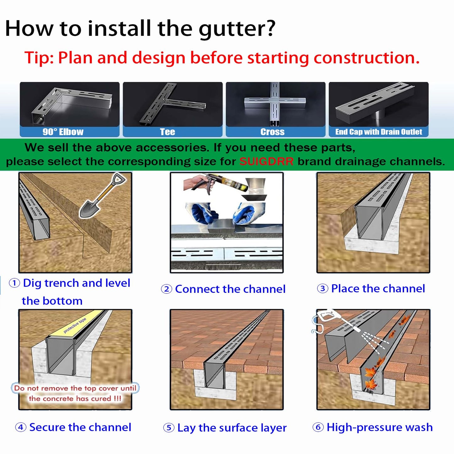 304 Stainless Steel Trench Drain Kit,Narrow Channel Drain with Grate & Coupling, Outdoor Drainage for Pool Deck/Yard/Driveway/Garage (19.6FT-2IN X 1.2IN)