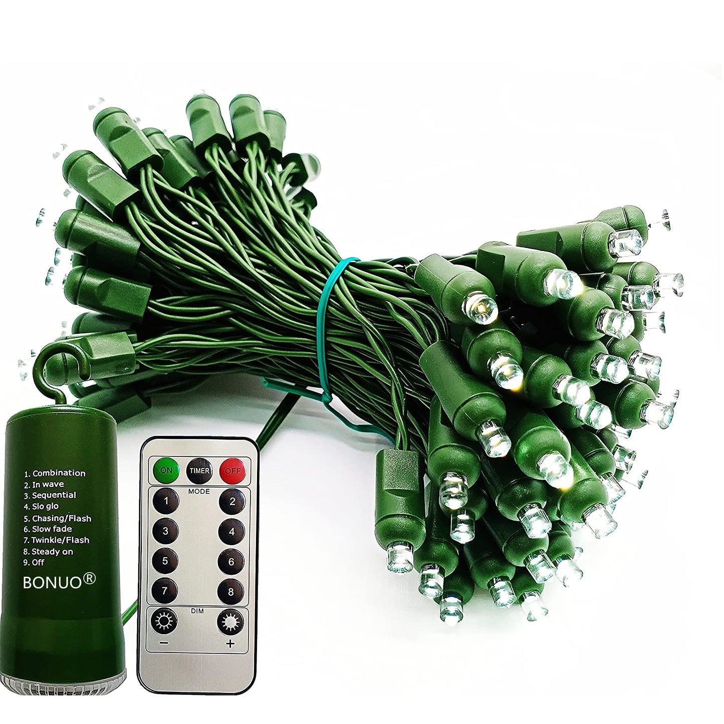 BONUO Battery Operated Christmas Lights, 16.5Ft 50Ct Mini LED String Light with Remote Timer 8 Modes for Indoor Outdoor Party Garden Wreath Xmas Tree Decor (White)