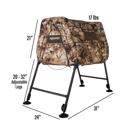 Momarsh Invisi Lab Dog Blind for Waterfowl Hunting | Adjustable Pet Blind for Dry or Wet Land Hunting & Training | Water Resistant Shell with Mesh Draining Bottom | Optifade Marsh