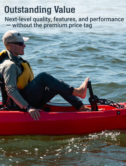 Upgraded Brooklyn 12.0 Pro Pedal Drive Propeller Kayak by BKC, 12 ft Hands-Free Single Fishing Kayak, Rudder Steering, 70 lb Hull, Watertight Storage & Adjustable Seat (Camo)