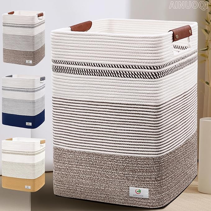 Laundry Hamper - Tall Woven Rope Laundry Basket - Clothes hamper