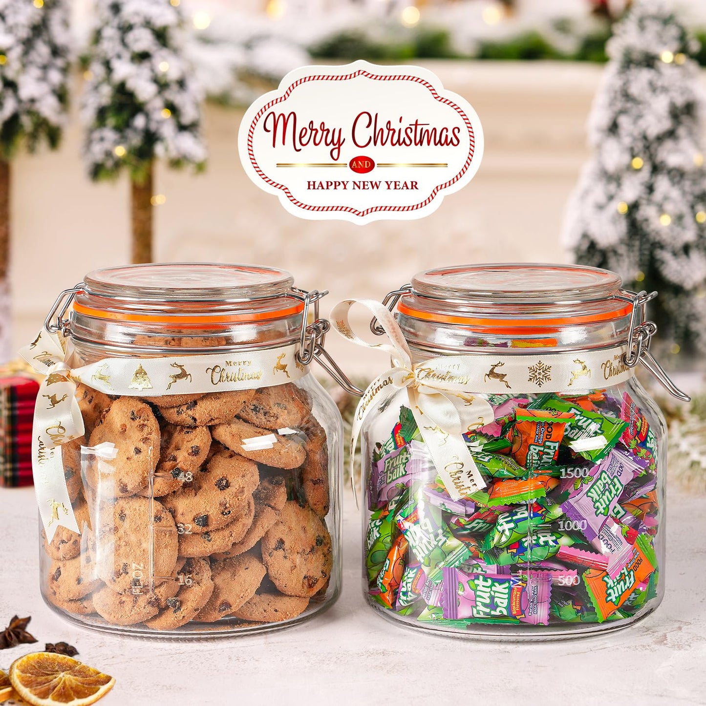 Qianfenie 2 Pack 79oz Glass Jar with Lid(2350ML), 0.6 Gallon Mason Jars Wide Mouth with Airtight Lid, Glass Pickle Jar for Food Storage, Cookies, Pickling, Kombucha(Includes 2 Spare Seals)