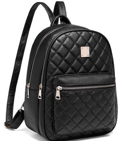 Myhozee Backpack Womens Fashion Leather PU Rucksack Lightweight Daypack School Bag Travel Small Backpack Handbag for Ladies & Girls(Black)