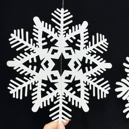40Ft White Snowflakes Bell Garland Glitter Paper Big Snowflakes Hanging Streamer Backdrop for Winter Wonderland Christmas Holiday Birthday Home Window Wall Room Decor