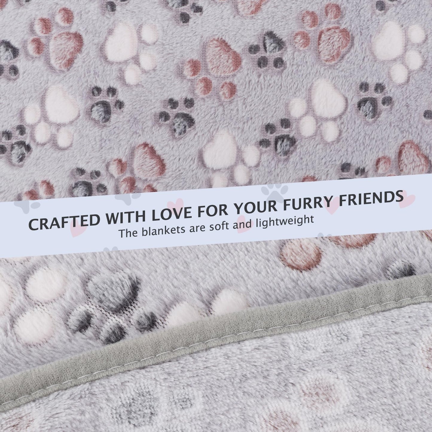 BVAGSS 6 Pack Small Dog Blanket, Super Soft Warm Pet Cover Blankets, Paw Print Puppy Fleece Flannel Blanket for Small Medium Dogs and Cats XH075 (60 x 40 cm, Grey)