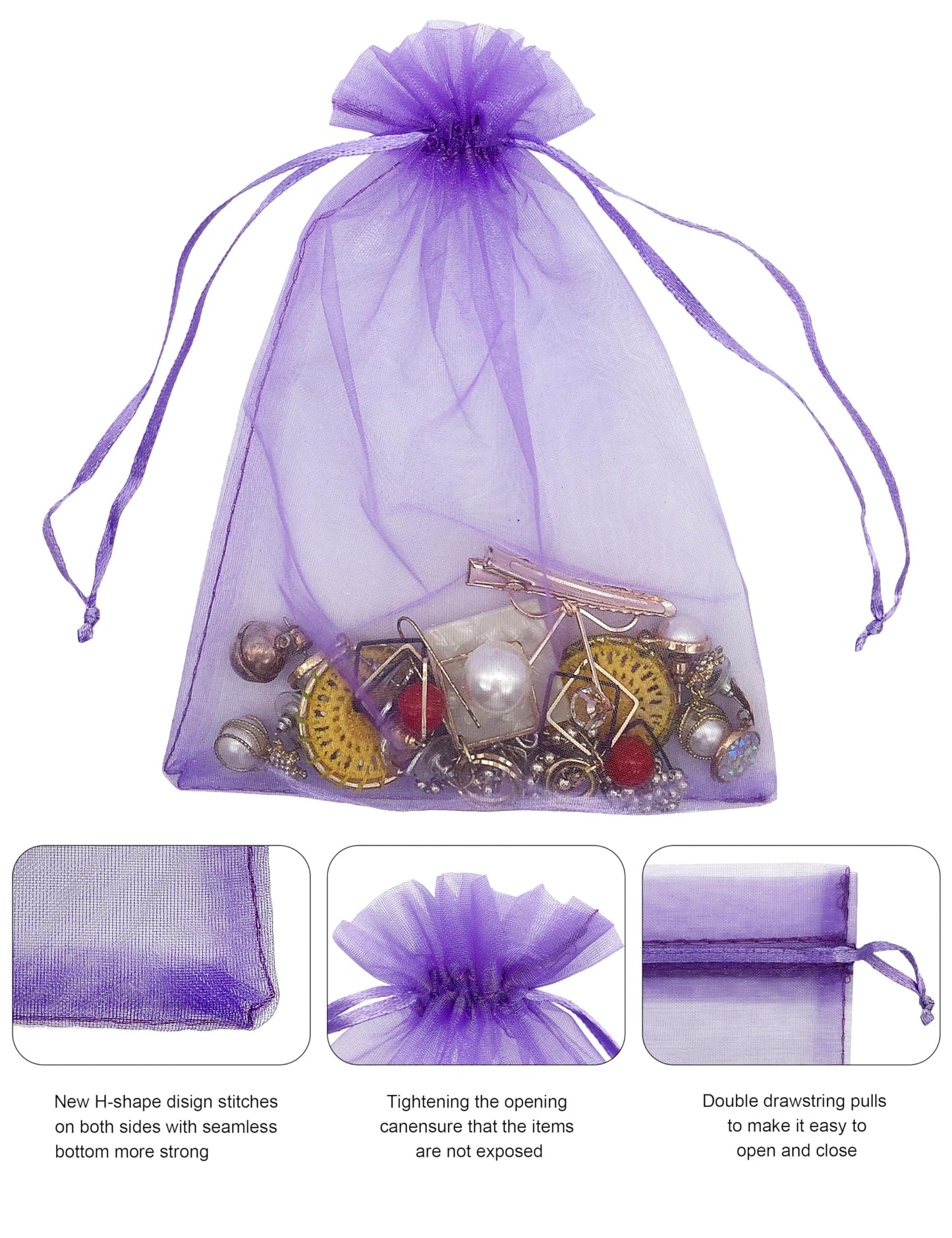 Jexila 120PCS Sheer Organza Bags 5X7 inches Mesh Drawstring Gift Bags Small for Jewelry Wedding Party Baby Shower Favor Bags (Rainbow )