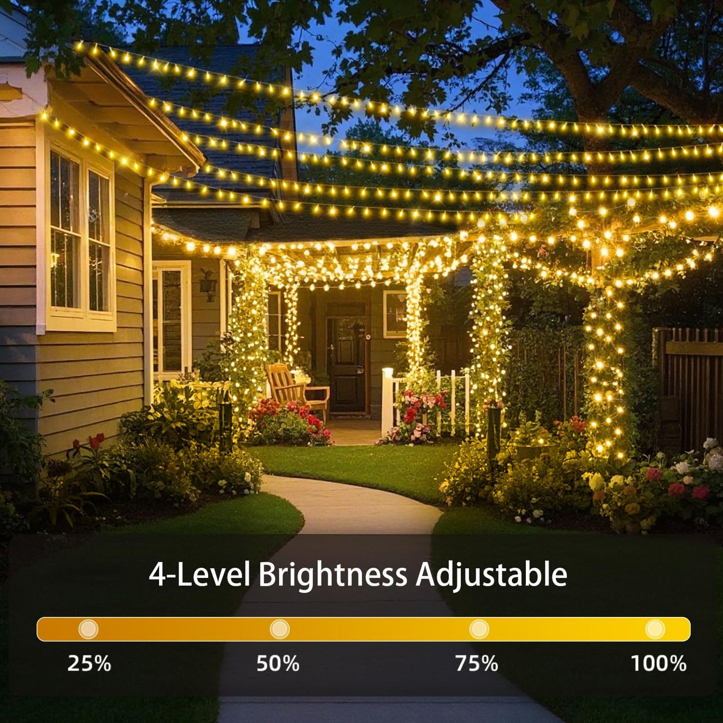 403 FT 1000 LED Outdoor Fairy Lights Plug in Warm White Christmas Lights Outside Extra Long Waterproof String Lights with Remote Timer 8 Modes for Garden House Party Wedding Yard Xmas Tree Decorations