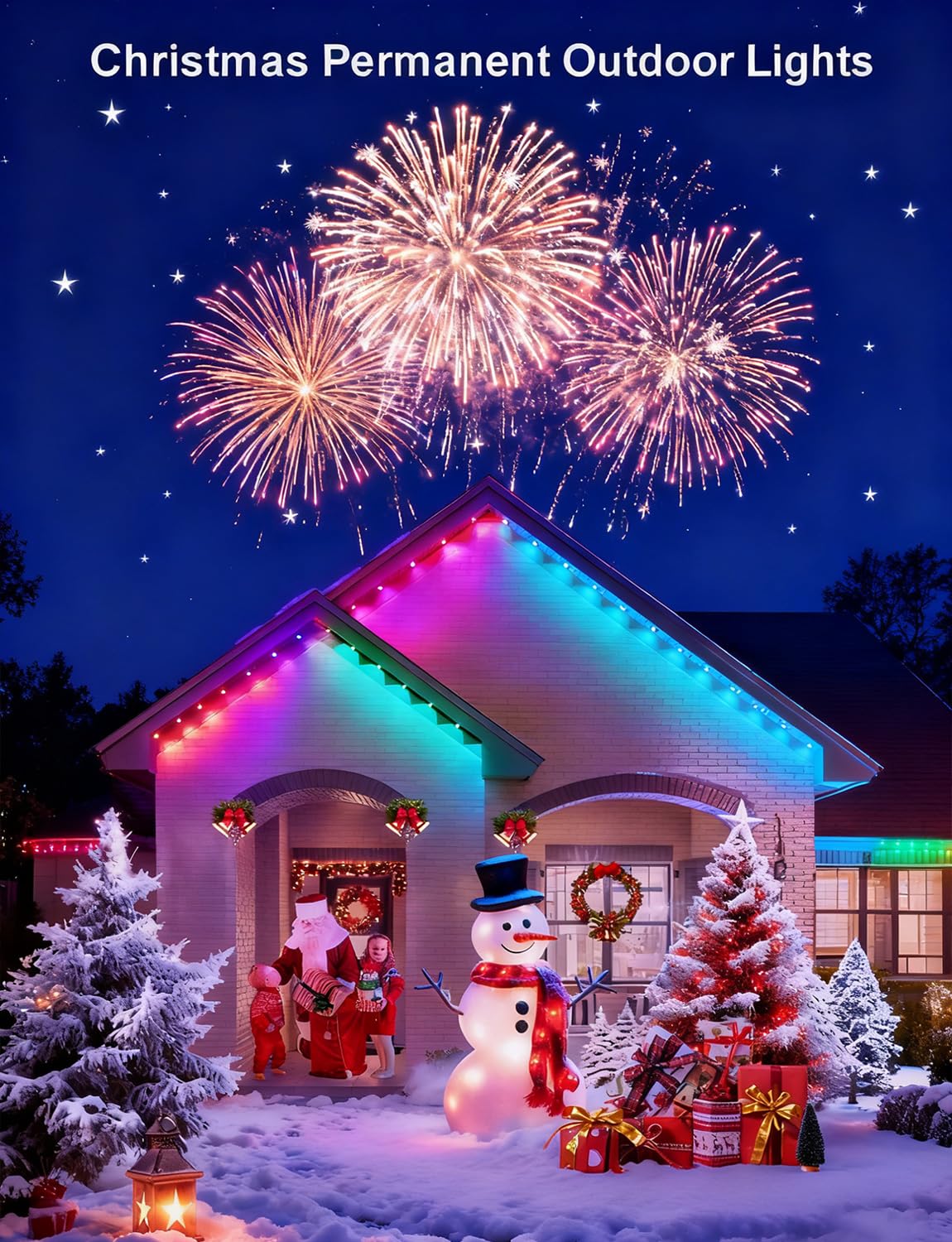 CCILAND 50Ft Permanent Outdoor Lights, 30 LED Eternity RGB&IC Smart Eaves Lights with Remote App 209 Scene Modes IP67 Waterproof for Christams, Party Decor