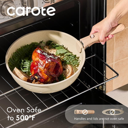 CAROTE 25PCS Ceramic Cookware Set, Pots and Pans set Non Stick, RV Kitchen Cooking Set Removable Handles, Oven Safe, Induction Cookware, Non-toxic Kitchen Cooking Set, PFAS and PFOA Free