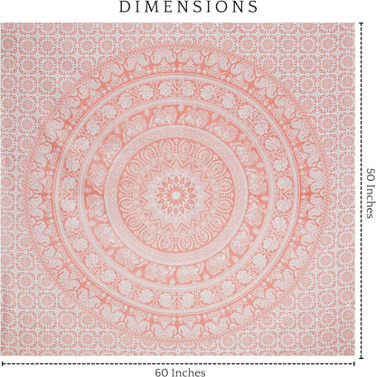 Craft Trade Pink Tapestry Wall Hanging Mandala Trippy Tapestries for Bedroom Aesthetic Hippie Room Decor Indian Cotton Beach Throw Blanket Twin Bedspread Yoga Meditation Mat Rug-213x228CM(84x90Inch)