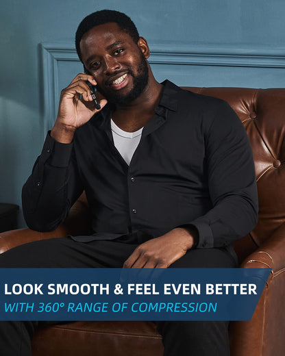 KOCLES Gynecomastia Compression Shirts for Men, Shapewear Slimming Body Shaper Undershirt, V-Neck Baselayer T-Shirt for Workout Sports, Fajas para Hombres (White, X-Large)