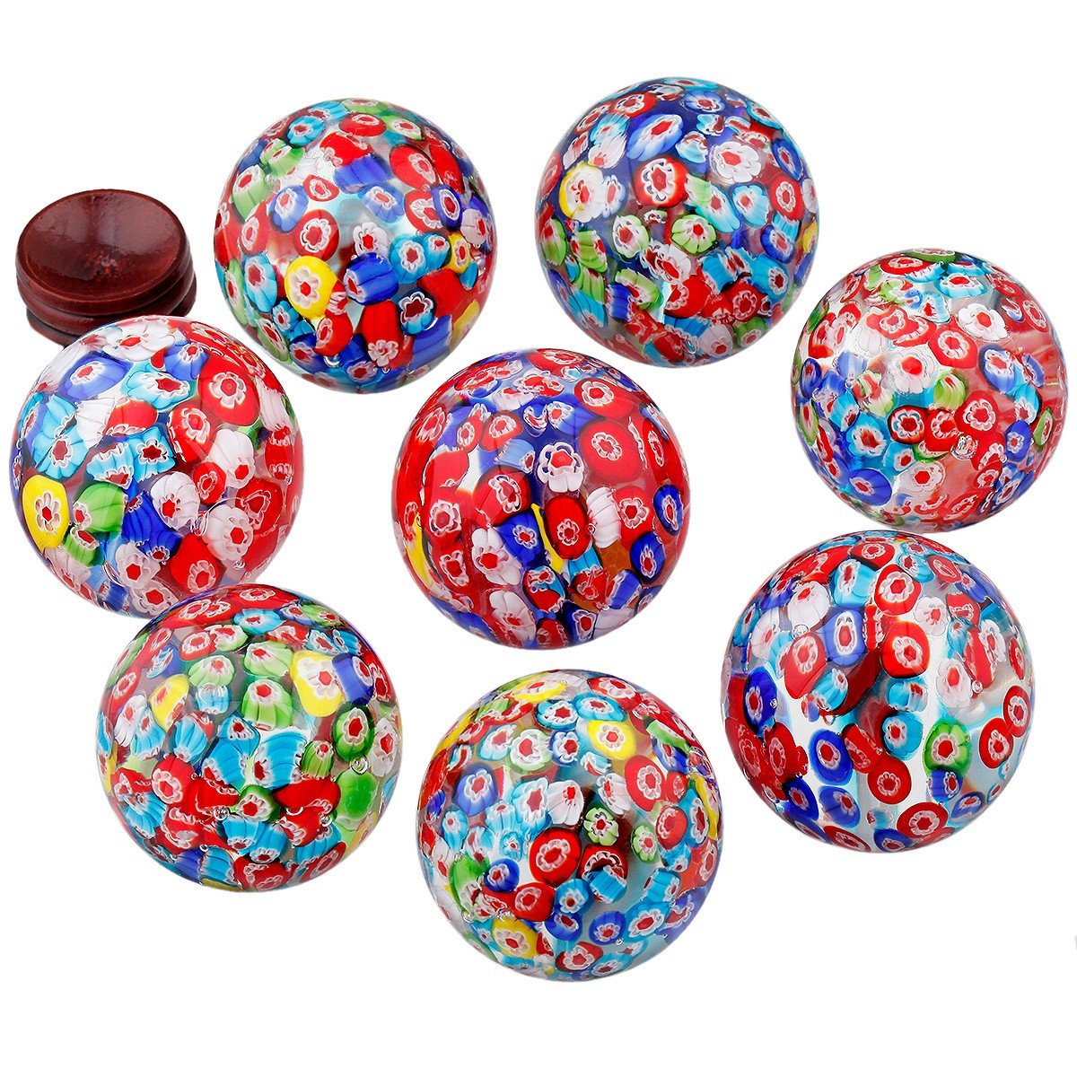 mookaitedecor 50-55mm Marano Glass Crystal Ball with Wood Stand