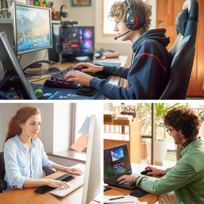 TECKNET Wrist Rest for Computer Keyboard, Thicken Memory Foam Wrist Support Pad for Keyboard, Ergonomic Palm Rest for Pain Relief, Anti-Slip Rubber Base, 17x3.3 in, 1 inch (25mm), Black