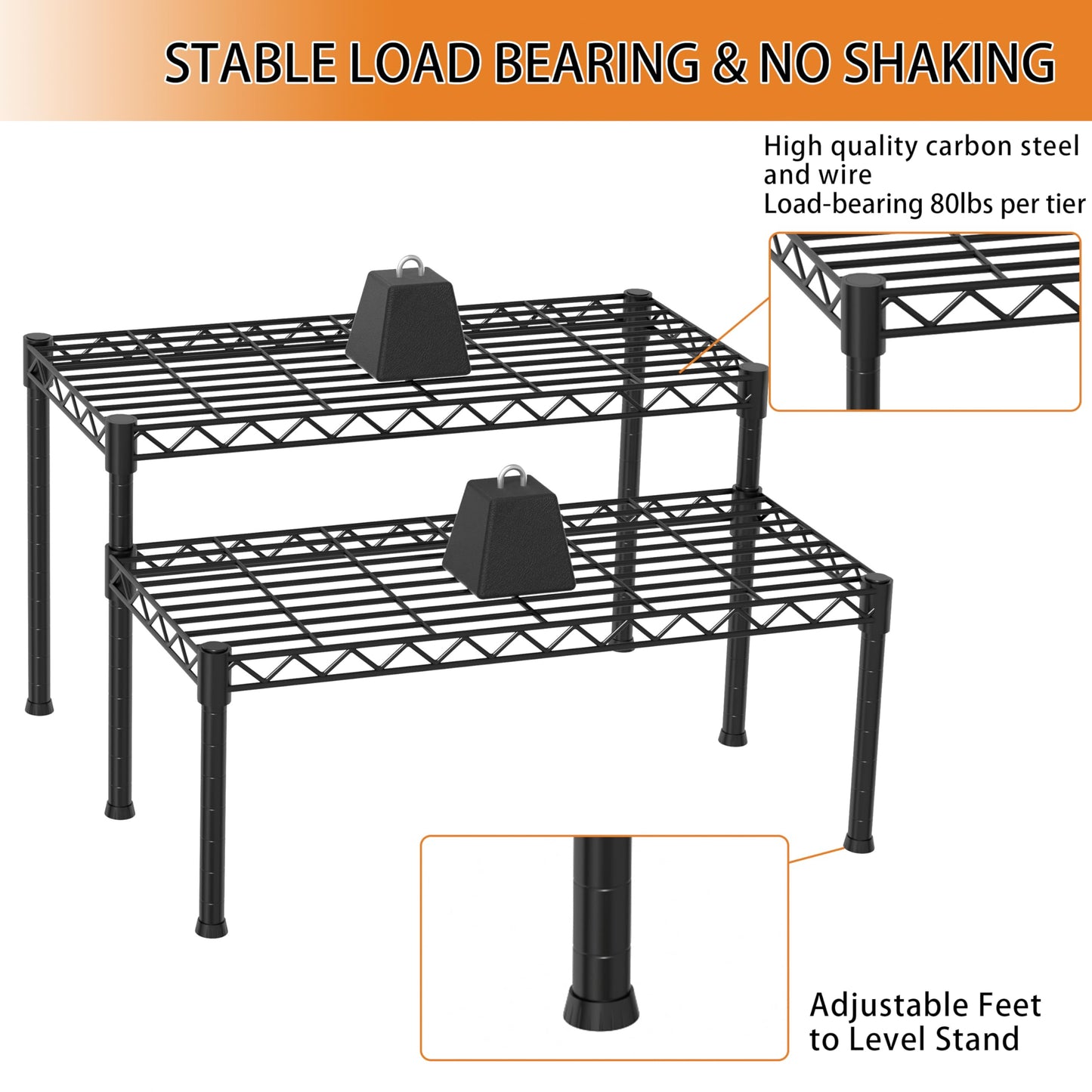 Xiofio 2 Tier Ladder Potted Multiple Plants for Indoor and Outdoor Plant Stands, Adjustable Shelves and Multifunctional Plant Racks suitable for living room balconies and gardens,(Black)