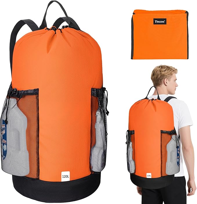 BALEINE 120L Laundry Bag Backpack, 900D Oxford Fabric Large Travel Laundry Bags
