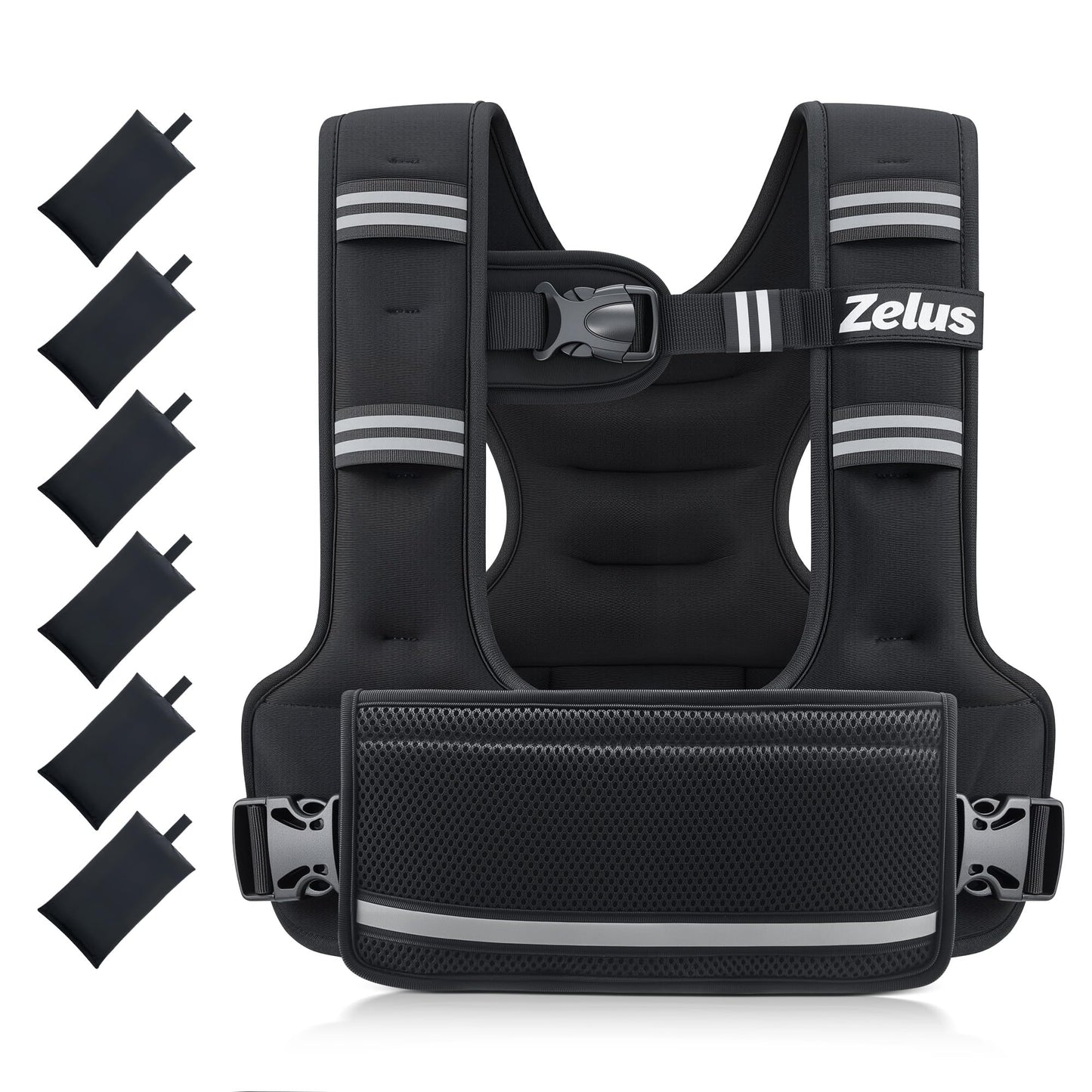 ZELUS Adjustable Weighted Vest for Women, Curve-Fit Ergonomic Workout Vest with 6 Removable Iron Sand Bags for Walking, Cardio & Strength Training, Available in 4–10 lb, 11–20 lb & 20–32 lb Options