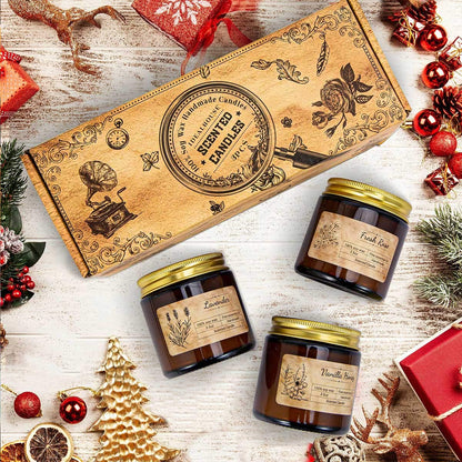 IDEALHOUSE Scented Candles Gift Set, Soy Wax Candles of Vanilla Honey, Fresh Rose, and Lavender, Perfect Candles Gifts Set for Women, Birthdays, Weddings, Christmas, Yoga, Bath