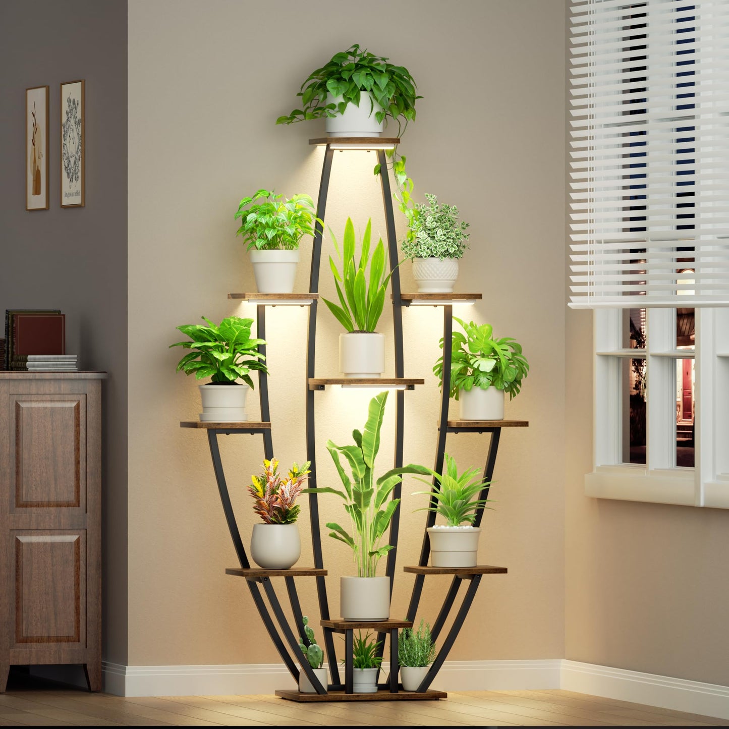 Plant Stand Indoor with Grow Lights - 10 Tiered Tall Plant Shelf Indoor, 59" Large Plant Stands for Indoor Plants, Metal Corner Flower Holder Rack Display for Living Room Patio Garden Balcony Home