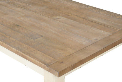 Prato Two-Tone Finish Wood Dining Table, Antique White and Distressed Oak