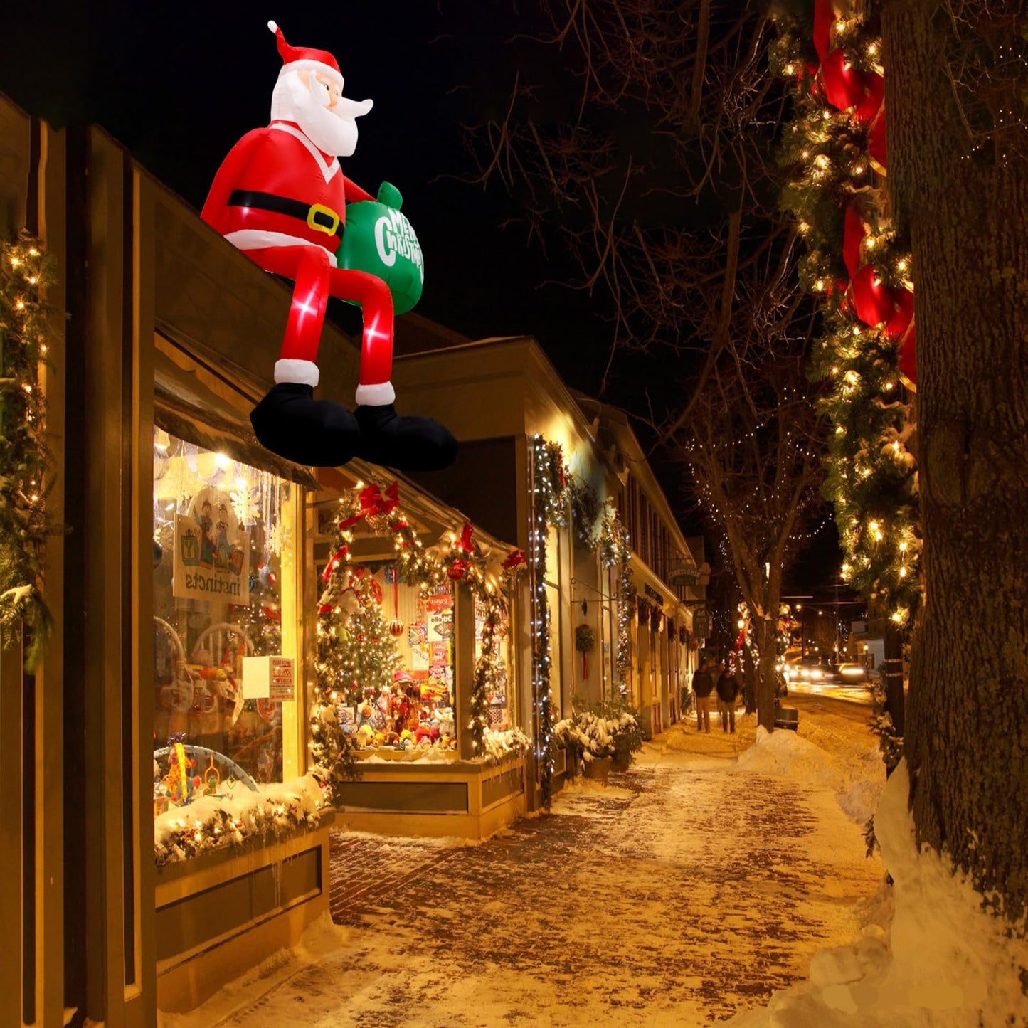 GUDELAK 8FT Christmas Inflatables Outdoor Decoration, Climbing Inflatable Santa Claus Blow Up Yard Decorations with LED, Inflatable Christmas Decorations Outdoor for Yard Roof Garden Lawn