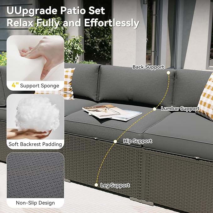 Aoxun Patio Furniture Set, 11 Piece Outdoor Sectional Sofas