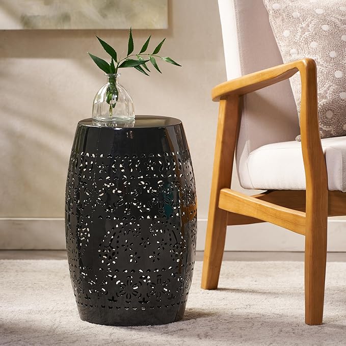 Christopher Knight Home Ruby Outdoor 12" Iron Side Table, Black