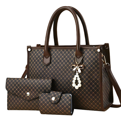 Tigpoy 3pcs Purses and Handbags Set for Women, Top Handle Satchel Purse, Satchel Shoulder Bag with Wallet and Card Purse, Vegan Leather Crossbody Bag Handbags for Daily Use (Coffee)