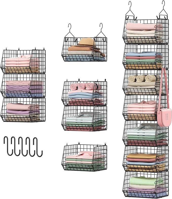 X-cosrack 7 Tier Foldable Hanging Closet Organizer and Storage, Wire Closet