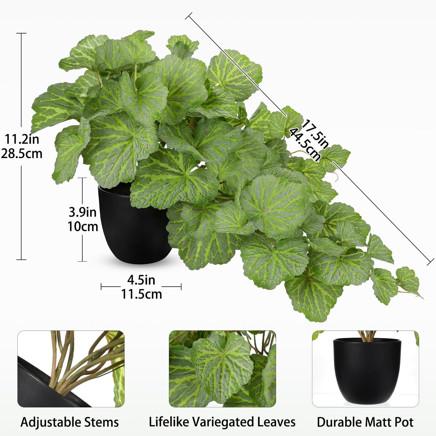 Artificial Plants Indoor with Pot Faux Plants Indoor Tabletop, 11.2" Small Fake Potted Plant, Silk Tropical Desk Plant for Home & Office, Farmhouse, Bedroom, Living Room, Dining Room Table Decor