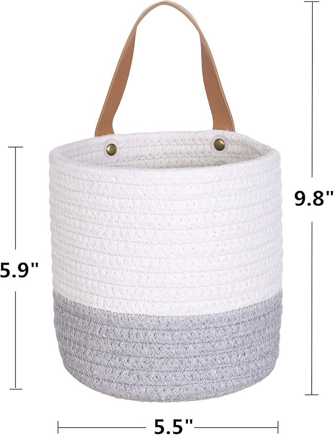 2pack Small Hanging Basket-Cotton Rope Wall Basket