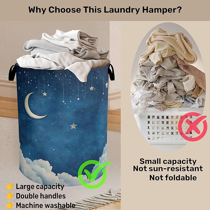 Starry Stars Moon Laundry Basket