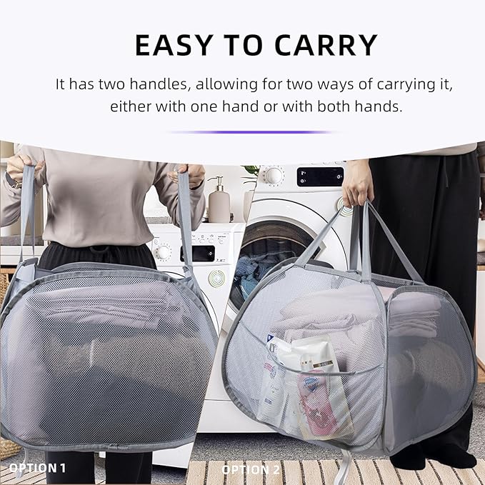 Collapsible Laundry Basket 90L, Foldable Mesh Pop-up Laundry Hamper