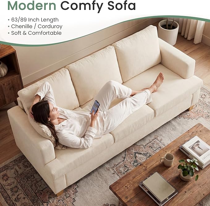 YOUDENOVA Sofa, 3 Piece Set Comfy Sofa, Loveseat & 2 3-Seater Couch