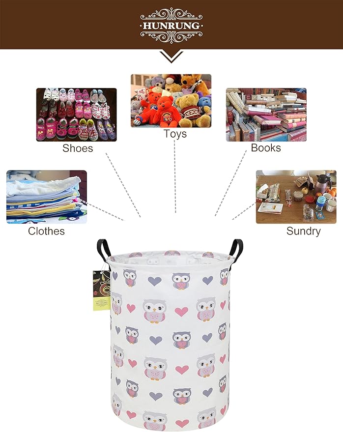 HUNRUNG Laundry Hamper, Large Canvas Fabric Lightweight Storage Basket Toy