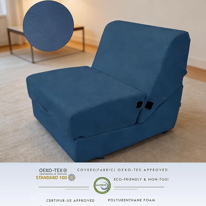 jela Luxury Indoor Chaise Lounge, Foldable Sofa Bed Chair