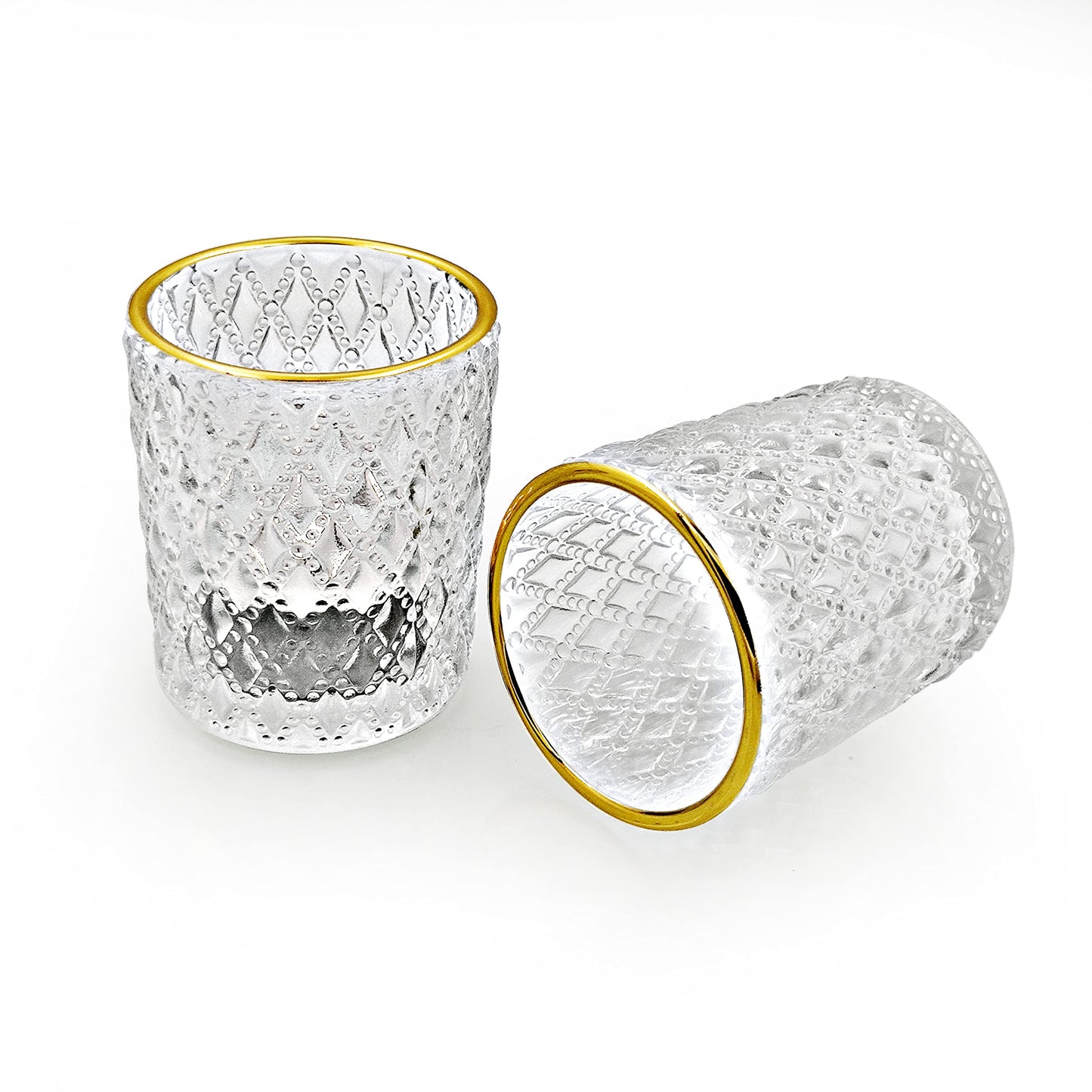 SHMILMH Clear Votive Candle Holders, Glass Tealight Candle Holders Bulk with Rim for Wedding Table Centerpiece Birthday Party Thanksgiving Decor, Set of 12