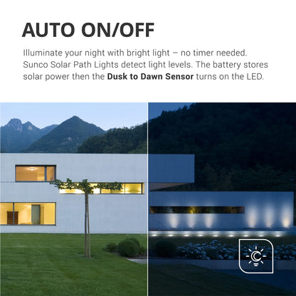 Sunco 12 Pack Solar Lights Outdoor Garden LED, Waterproof Landscape Pathway Light Fixture, Dusk to Dawn, Yard Patio Ground Lights, Deck, Cross Spike Stake, 7000K Diamond White.