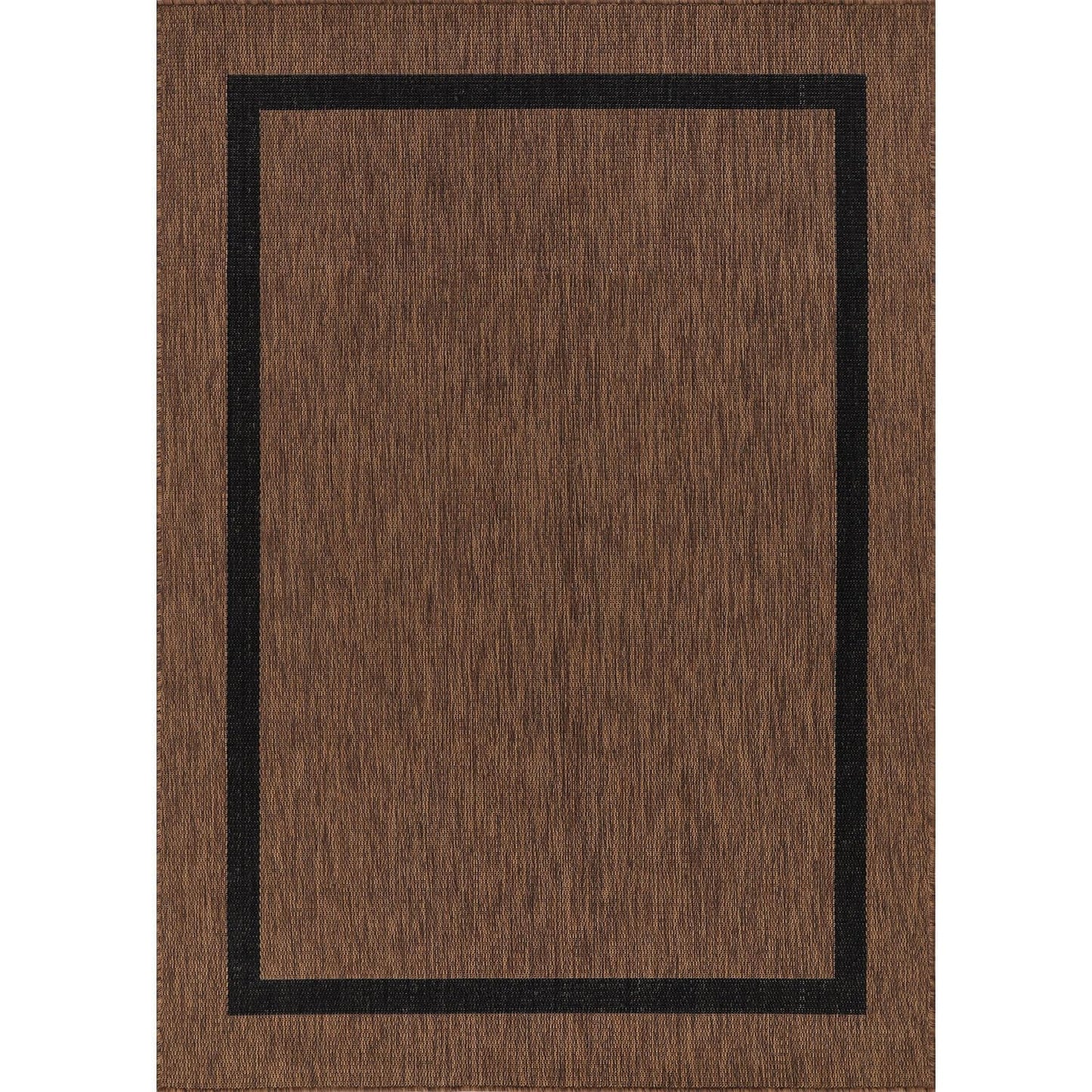 Luul Home Bordered Outdoor Rug 9x12 Washable Outside Carpet for Indoor Patio Porch Waterproof Easy Cleaning Non Shedding Area Rugs Nut Brown - Black 9 x 12