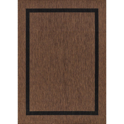 Luul Home Bordered Outdoor Rug 9x12 Washable Outside Carpet for Indoor Patio Porch Waterproof Easy Cleaning Non Shedding Area Rugs Nut Brown - Black 9 x 12