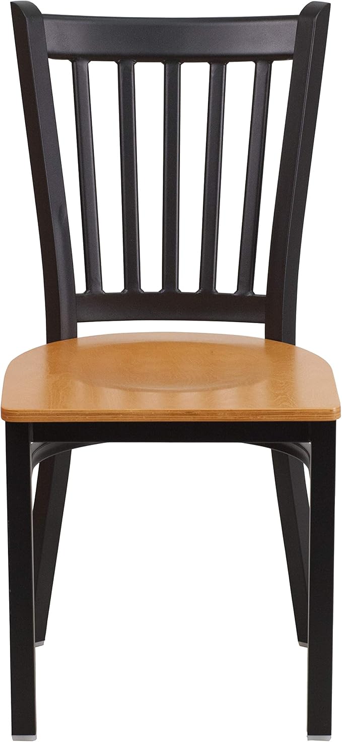 Flash Furniture HERCULES Series Black Vertical Back Metal Restaurant Chair